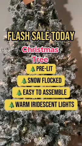 @Yaheetech 6ft snow flocked pre-lit tree with warm iridecent lights.  #christmasdecor #christmas #tiktokblackfriday #tiktokcybermonday #christmastrees 