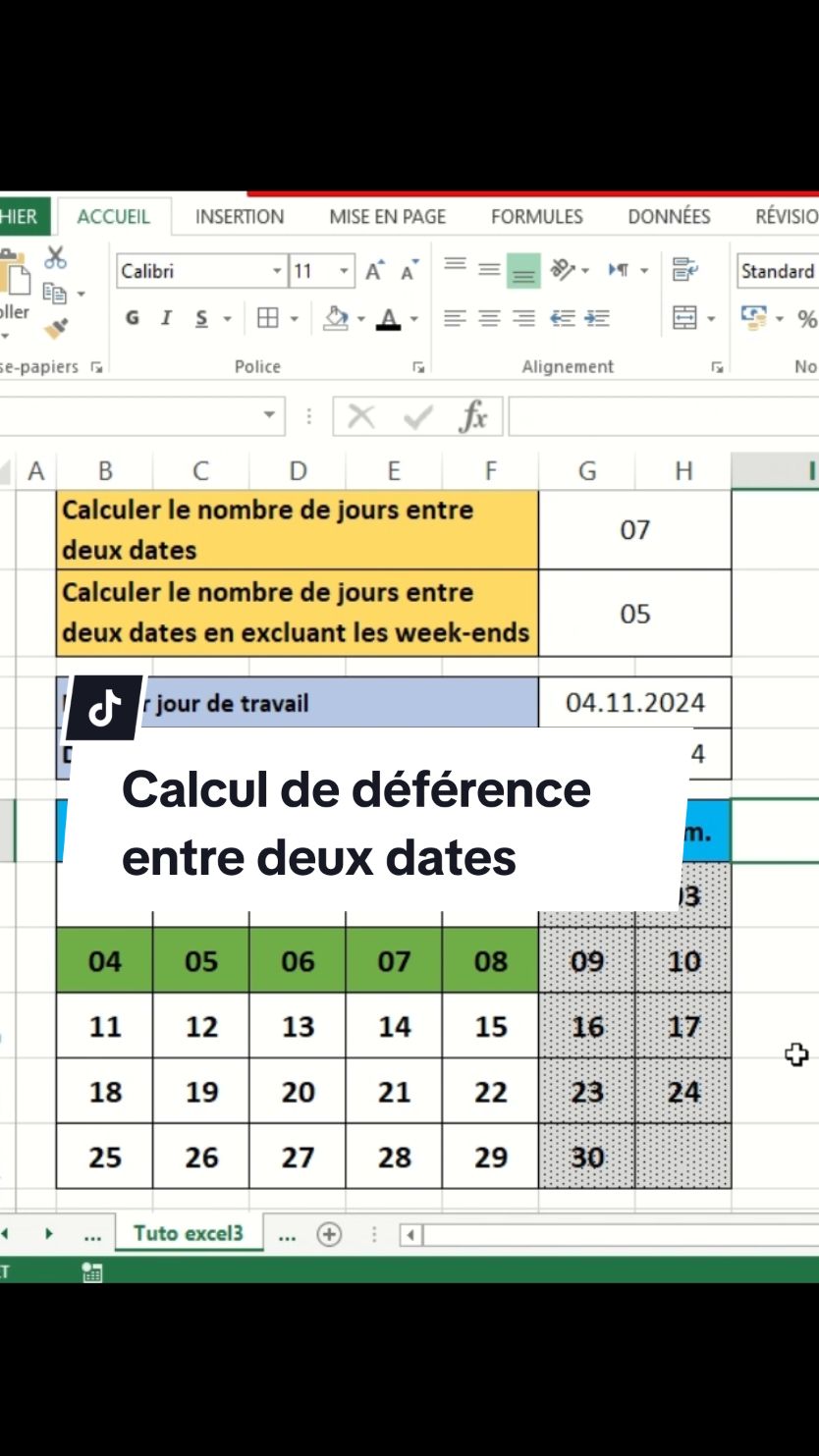 Deux Formules vous permettent de calculer le déférence entre deux dates en incluant ou en excluant les jours de weekend  #excel #exceltips #exceltricks #professional @دراهم 