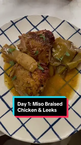 Day 1: Miso braised chicken and leeks Home for the holidays/inbetween restaurants means private cheffing for the family #foodtiktok #Recipe #dinner #privatechef #thanksgiving #chicken #fyp #foryoupage #Foodie #EasyRecipe #fall #holiday