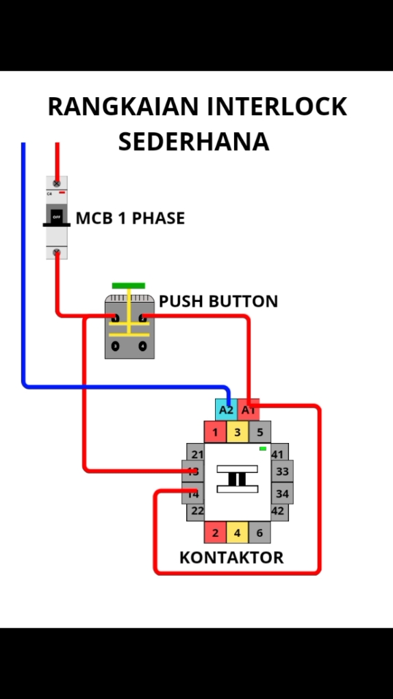 WIRING RANGKAIAN INTERLOCK SEDERHANA #electricalengineering #tekniklistrik #interlock #wiring #diagram #fyp #fyi #4u 