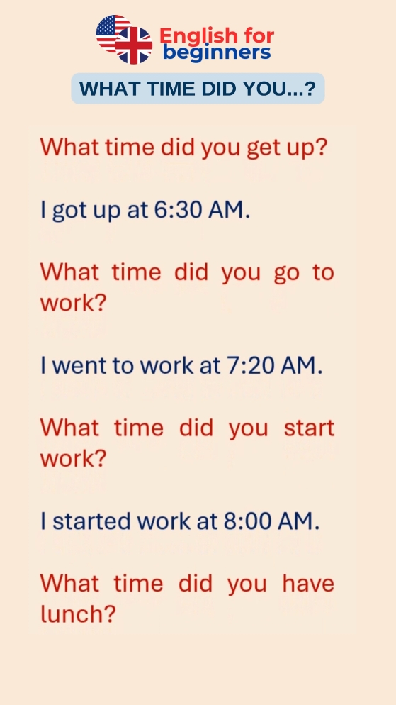 What time did you...? #englishcourse #practicespeaking #englishbeginner #learnenglish #speakingpractice #englishspeaking #englishforbeginners #learnenglishdaily #speakenglishfluently #easyenglish #easyenglishsentences #englishlesson #englishlearning #simplepast #past 