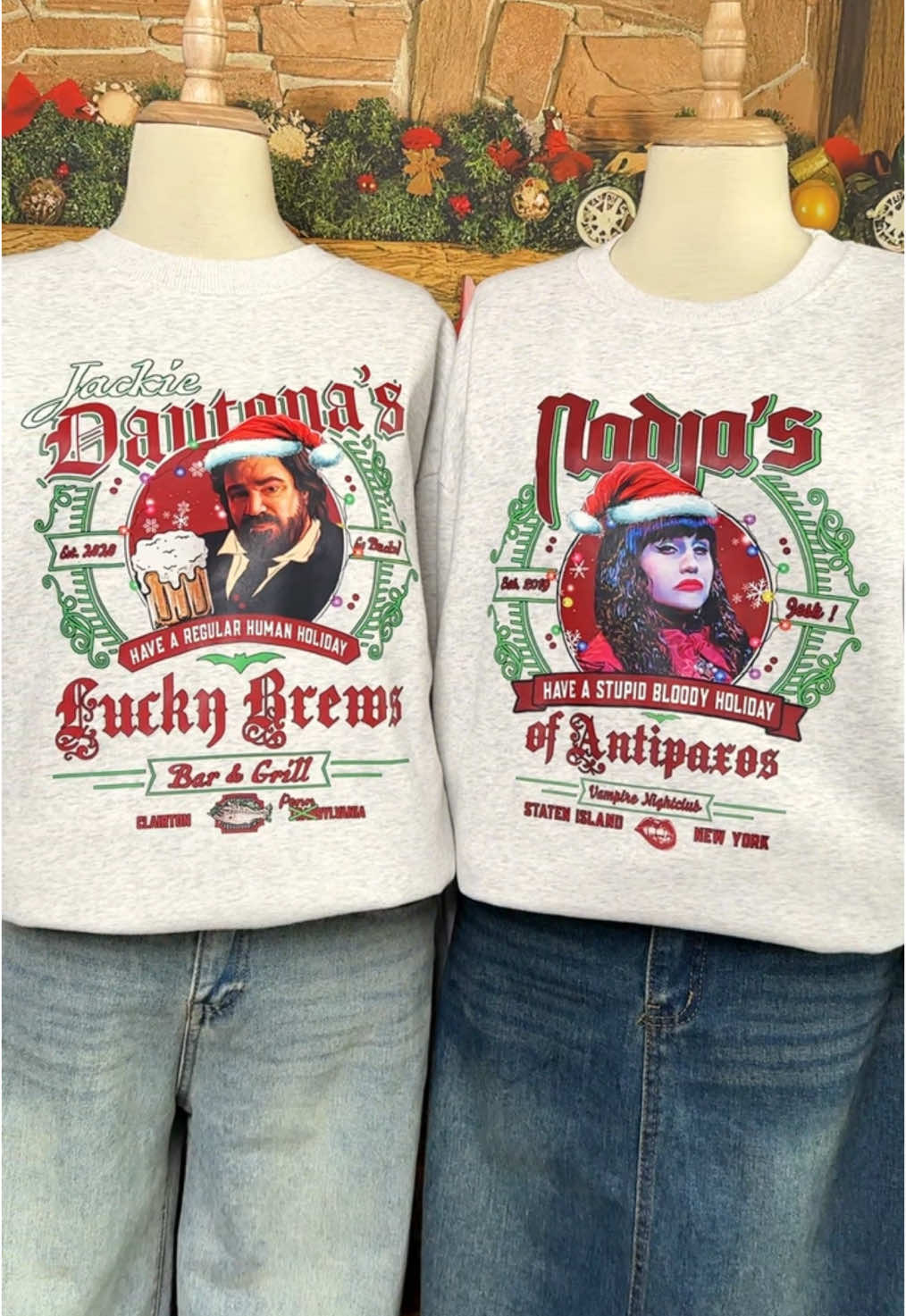 Best Couple Shirt Ever ✨✨🎄🎄🎄#whatwedointheshadows #nadjaofantipaxos #christmas #foryourpage #whatwedointheshadows #coupleshirt #trending #jackiedaytona #jackiedaytonashirt #nadja #matchingoutfits #tiktokshopblackfriday #uglysweaters #tiktokshopblackfriday 