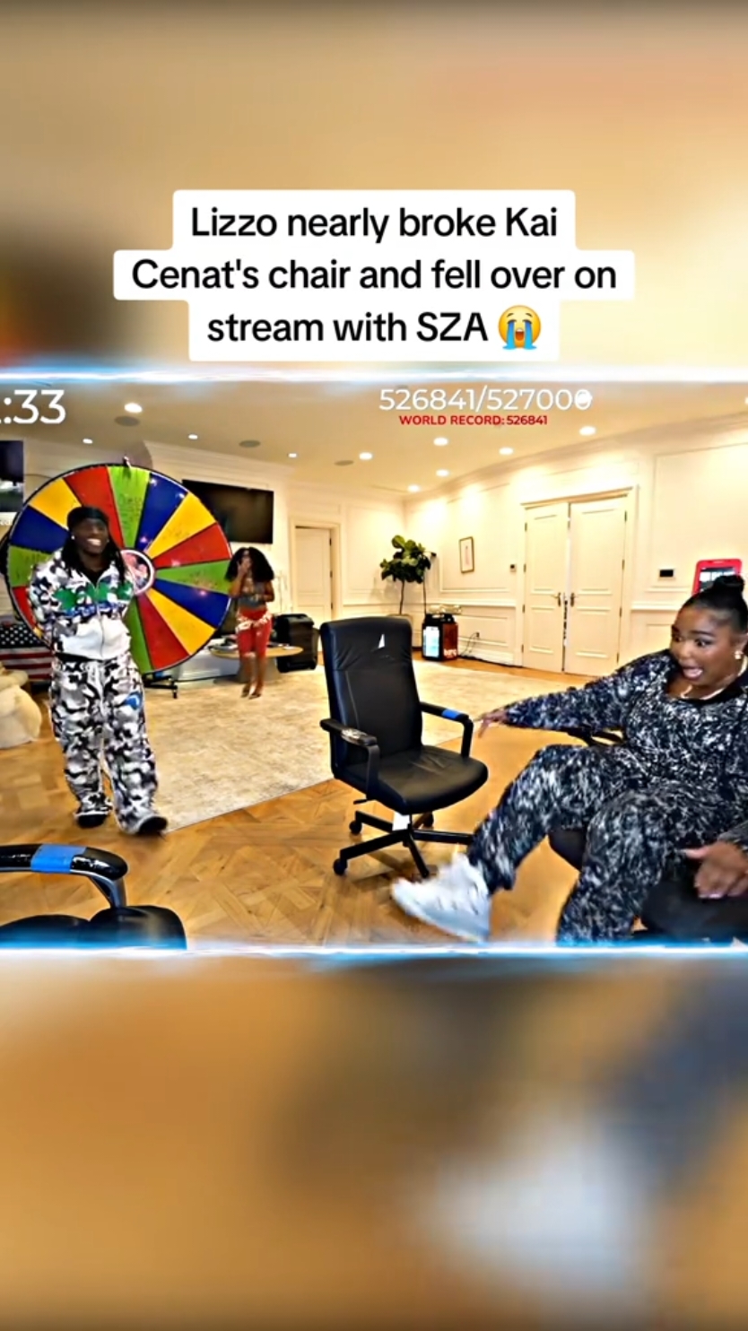 Lizzo nearly broke Kai Cenat's chair and fell over on stream with SZA 😭 #kaicenat 