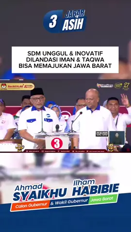 Kita patut bersyukur bisa tinggal di Jabar, bumi yang sangat subur.  Namun seringkali kesuburan membuat terlena.. Alam semesta ini adalah lemah, sama seperti kita sesama ciptaan Allah. Kita tidak layak berserah diri kepada alam semesta Kita berserah diri kepada penciptanya, yaitu Allah SWT.  Kita mengikuti keinginan Allah Mari menjadi pemakmur-pemakmur bumi Kita siapkan SDM yang unggul dan inovatif SDM yang dibekali iman dan takwa Serta pengetahuan dan teknologi Pembangunan ke depan lebih maju, adil dan sejahtera sampai ke desa-desa. Pembukaan Ahmad Syaikhu – Ilham Habibie di Debat Ketiga Pilgub Jabar Ayo Pilih Ahmad Syaikhu – Ilham Habibie #CoblosASIH #fypシ  #nuayabotakna #fyp  #ASIHMenangJabarkuTerbang #fypシ゚viral  @sorotan 