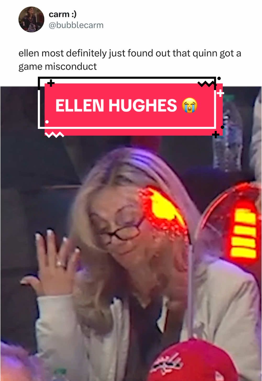 Classic hockey mom reaction from Ellen Hughes 🤣 (via bubblecarm/X) #hockey #hockeytok #hockeyplayer