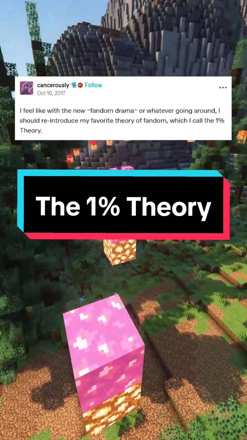 I feel like with the new ~fandom drama~ or whatever going around,I should re-introduce my favorite theory of fandom, which I call the 1% Theory. #qna #storytime #funny #tumblr #drama #fandom #theory 