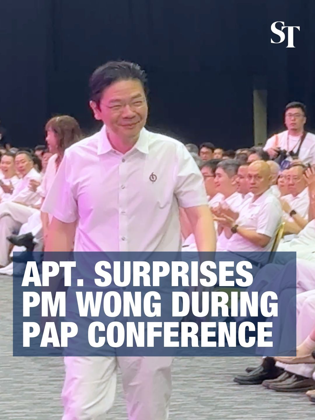 Game start! PM Lawrence Wong took the stage during the PAP conference to the tune of Apt., much to his bewilderment. 😂 #LawrenceWong #Singapore #sgnews