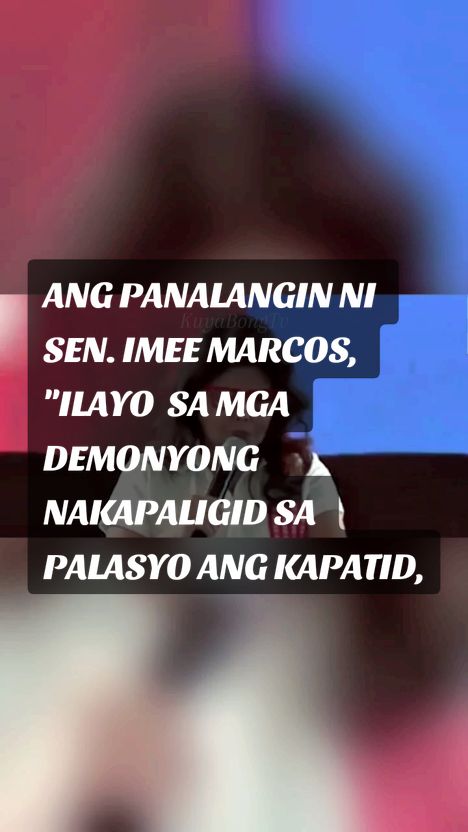 ANG PANALANGIN NI SEN. IMEE MARCOS. ITO AY PATUNGKOL SA KANIYANG KAIBIGAN NA SI VP SARA, AT SA KANIYANG KAPATID NA SI PBBM NA DI UMANO'Y NAPAPALIGIRAN NG MGA DEMONYO SA PALASYO. NABANGGIT DIN SA PANALANGIN ANG MGA BUWAYA NG KONGRESO NA UHAW AT MATAKAW SA KAPANGYARIHAN. ISANG PANALANGIN NG PAGBABAGO AT PAGKAKAISA PARA SA IKAUUNLAD NG BAYAN AT KAPAYAPAAN PARA SA SAMBAYANANG PILIPINO. #senimeemarcos #vpsara #pbbm #prrd #dds 