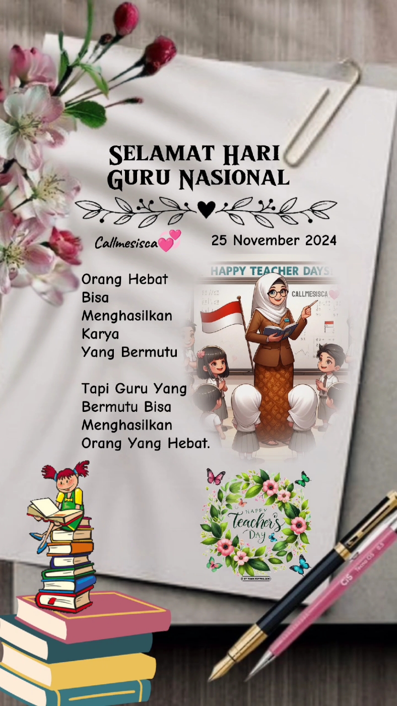 Membalas @titinwidarti24 Selamat Hari Guru Nasional 2024💐🌹💞#CapCut #templatecapcut #terimakasihguru #harigurunasional #hariguru25november #gurukutersayang #happyteachersday #guru #storywa #fyp #trending #callmesisca💞 #viral2024 