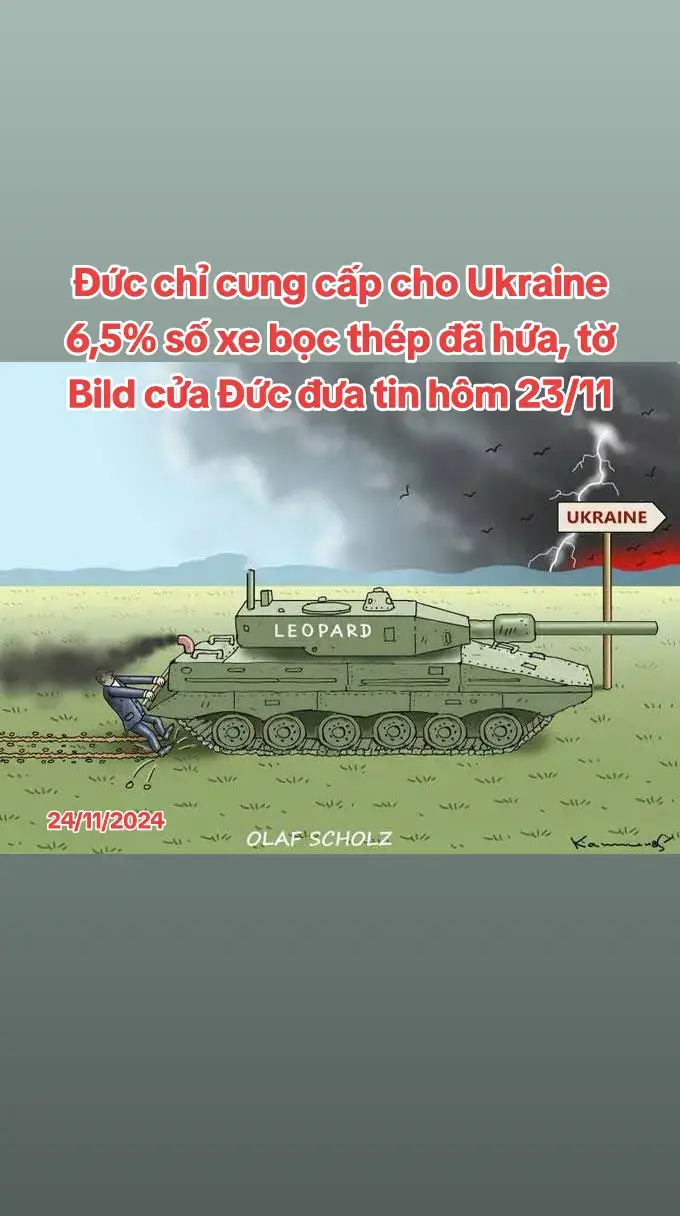 Theo Bild, Đức đã hứa sẽ chuyển cho Lực lượng vũ trang Ukraine (AFU) tới 400 xe bọc thép bánh nặng MRAP (Bảo vệ chống m*n phục kích) vào cuối năm. Tuy nhiên, thời hạn liên tục bị thay đổi. Bild cho biết, đến nay, Đức chỉ chuyển giao 26 chiếc MRAP cho Ukraine, tương đương 6,5% tổng đơn đặt hàng. Hiện tại, Bộ Quốc phòng Đức nói rằng số xe còn lại sẽ được giao năm 2025. Theo quân đội Đức, một trong những lý do chậm trễ trong việc giao hàng là 