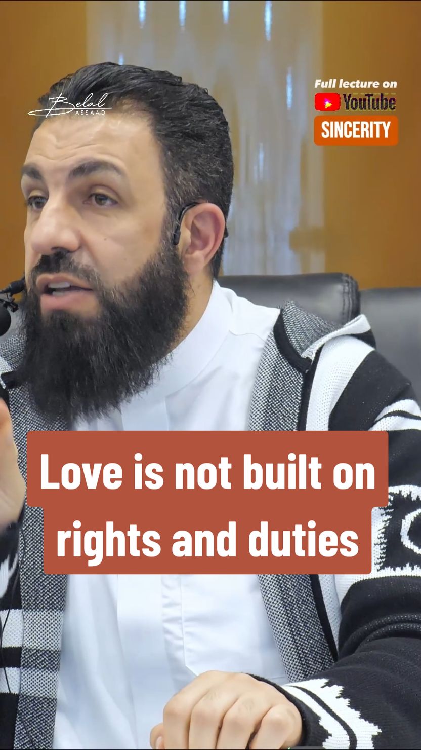 Love is not built on rights and duties. Full video on YouTube 🔎 Sincerity