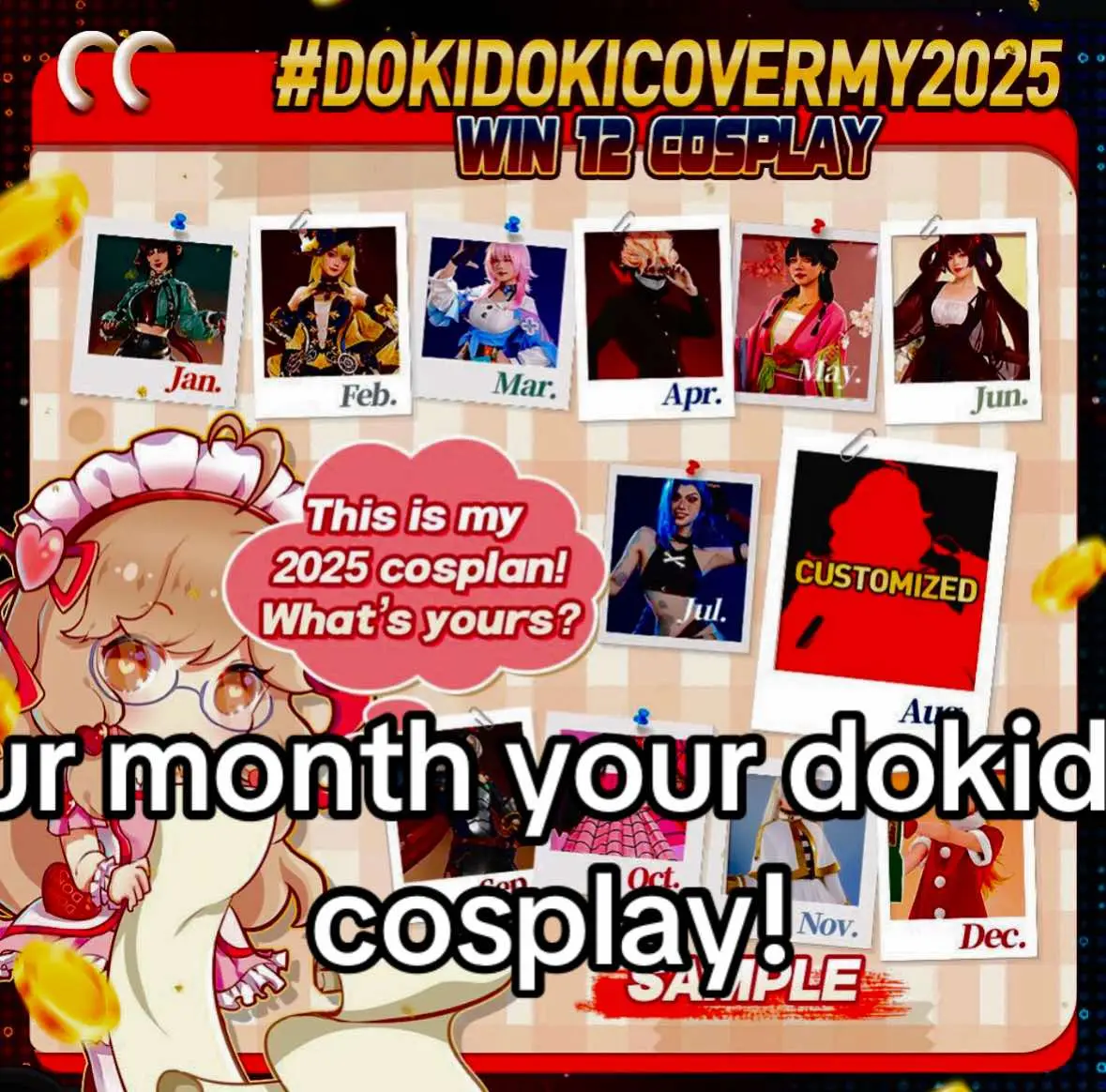 @Dokidoki Cosplay tried making this a bit fun but lmk who you got!! #dokidokicovermy2025 #dandadan #finalfantasy7 #vocaloid #persona #GenshinImpact #cyberpunk 