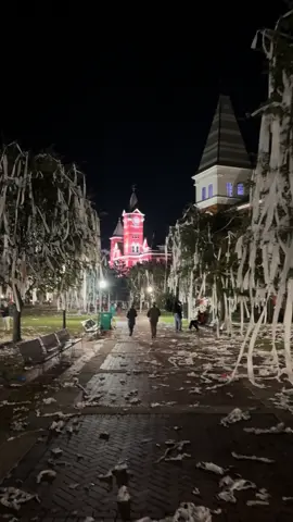 Is there anything better than college football? 🧻 Toomer’s Corner in Auburn after the Tigers’ 4OT win over Texas A&M. #wareagle #auburntigers #auburnfootball #CollegeFootball