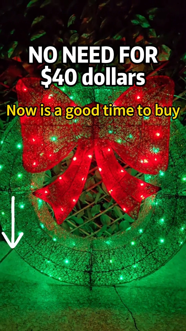 Lamerge 1pcs Christmas Wreath, Christmas Decorations Wreath with 90Lights, Ooutdoor Christmas Decorations with Metal, 35.4in Decor Wreath Party Decor for Front Door Window Wall, Green&White