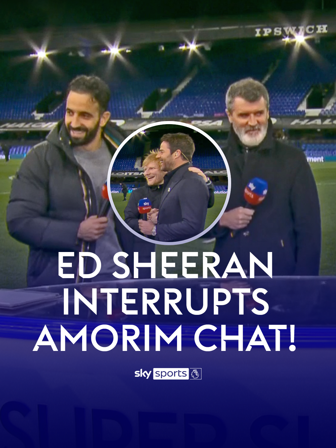 Ruben Amorim didn't want to hear from Ipswich fan Ed Sheeran after the musician gatecrashed his post-match interview 😂 #amorim #PremierLeague #manutd