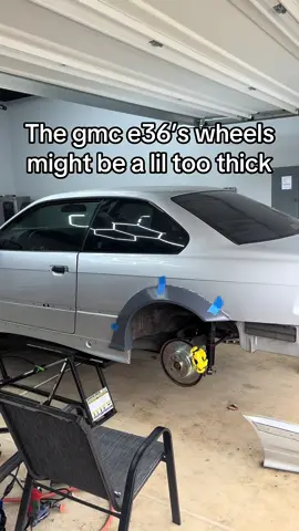 The e36 is wide but these wheels are reallly wide #bmw #e36 #fabrication #welding #cars #carsoftiktok #ls #wheels #3pc