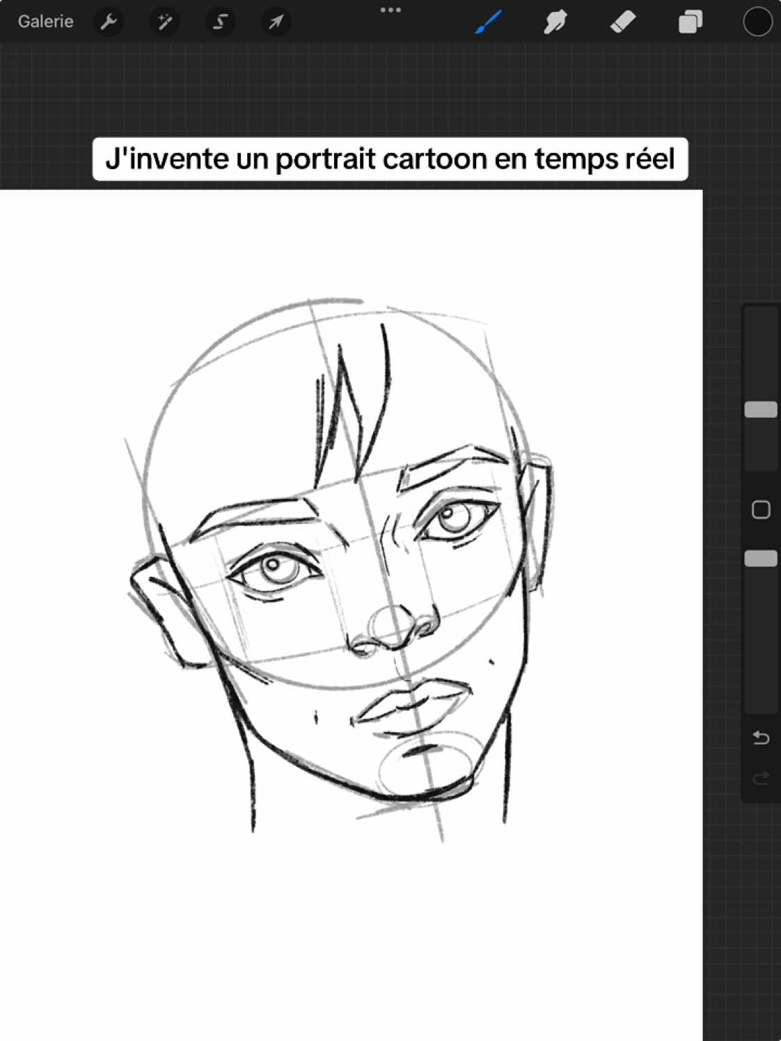 J'invente un portrait cartoon ou manga semi réaliste avec construction de la tête. #digitalpainting #haircut #procreate #digitalartist #art #commentdessiner #dessin 