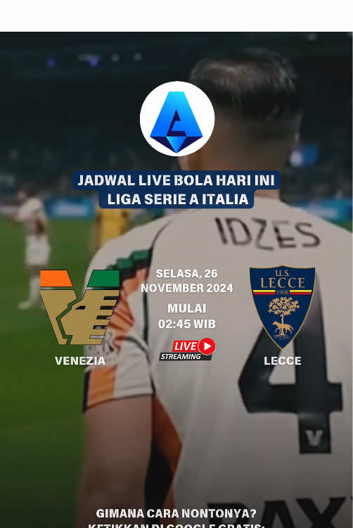 LINK LIVE STREAMING VENEZIA VS LECCE MALAM INI AKSI PEMAIN INDONESIA JAY IDZES #kitagaruda #timnasindonesia #timnasday #seriea #jayidzes #veneziavslecce #pemainketurunan #jadwalbola #foryou #xyzbcaa #fyp 