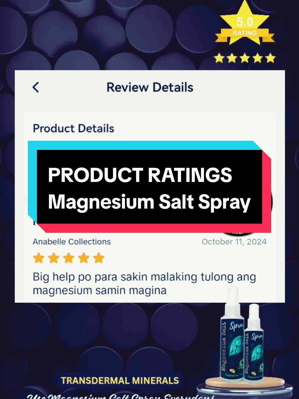 Ano nga ba ang MSS o MAGNESIUM SALT SPRAY? Ito ay pinagsama-samang mga MINERALS, pangunahin ang MAGNESIUM, na inilagay sa isang bote at ipinapahid lang sa BALAT o sa apektadong bahagi, NAPAKALAKI ng kinalaman ng pagkakaron ng ibat-ibang karamdaman kapag NAWAWALAN ng SAPAT na MINERALS o kaya hindi ito balanse, kaya kapag nabigyan mo ng sapat na minerals ang katawan mo kusang magsisiwalaan ang mga nararamdaman dahil naa-ACTIVATE nito ang NATURAL HEALING MECHANISM, lalo kung masasabayan ng iba pang mga bitamina lalo ng mayaman sa Bvitamins o Bcomplex, at SAPAT na inom ng tubig,tulog at ehersisyo at makapag paaraw, alisin ang galit sa puso at ang labis na pagaalala, piliin laging sumaya. Ang kahit anong karamdaman ay maaring GUMALING kapag naibibigay mo ang kakailanganin ng iyong katawan. Paano gamitin ang MSS sa kahit anong karamdaman? Sa unang araw 1 beses lang, 5 spray sa maghapon sa kabuoan,upang HINDI MABIGLA ang pasok ng minerals Sa sunod na araw maari ng gawing 2 o 3 beses sa maghapon(10 sprays o higit pa, walang problema kahit maparami ang spray inom lang ng sapat na tubig) Sprayhan sa likod sa kahabaan ng spine mula batok gang pwetan,leeg,panga,tiyan,kili2x,bumbunan at sa apektadong bahagi (kapag stroke lagi unahin sa likod bago sa namamanhid) Note: Sa sanggol gang 5 sprays lang maghapon,pagnakalagpas na ng 1yr o pwede na sa 10sprays Sa buntis pwede lalo at naka 3mos na(may gumamit nito mula 3mos tiyan nya gang sa manganak, ngayon lang daw sya HINDI nasaktan sa paglalabor,napakadali daw nyang manganak,kumpara sa 3 anak nya na nauna) #MSS  #allinone #miraclespray  #NATURALnaPANLUNAS  #MAGNESIUMsaltSPRAY  #naturalnapanlunasadvocate  #pisikpisiktanggalangmgasakit  #TRANSDERMALmineralSUPPLEMENT  #foryou #health #magandangprodukto #keepsafe 