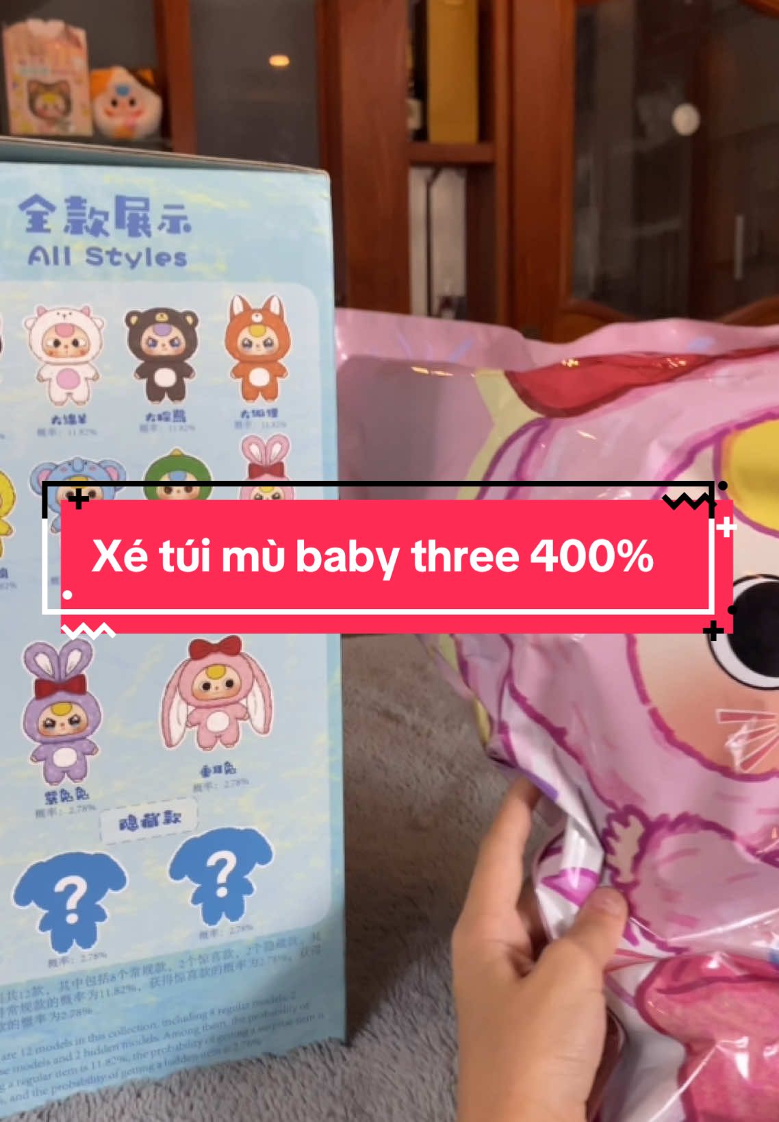 Hồi hộp quá xé túi mù baby three 400% #xuhuong #tiepthilienkettikokshop💚 #Babythree400%