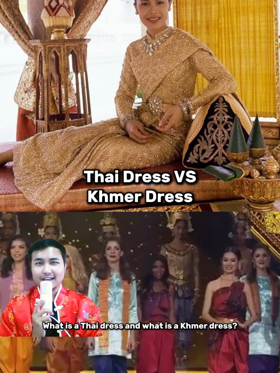 🇹🇭Thai Dress VS Khmer Dress🇰🇭 What is the difference? let me tell you about it! I am not South East Asian but I did my University thesis about the history of Thai Dress. #Thailand #Thai #Dress #ไทย #ชุดไทย #pageantempress 