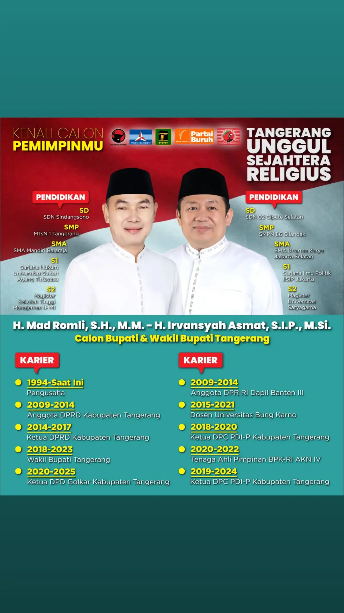 HEBAT JASA NOMOR URUT 1 CALON BUPATI DAN WAKIL BUPATI TANGERANG, MEREKA PUTRA TERBAIK MENGIKUTI PILKADA TANGERANG TAHUN 2024 - 2029 H. MAD ROMLI, SH, MM H. IRVANSYAH ASMAT, S.IP, M.Si #golkar #ppp #demokrat #pdiperjuangan #pkn #buruh #pilkada2024 #bupatitangerang #kabupatentangerang #viral #pemiluserentak2024 #pemilu2024 #jujur #amanah #fypシ゚viral #fypシ #pemiludamai #hottrend#balaraja #cikupa #cisauk #cisoka #curug #gunungkaler #jambe #jayanti #kelapadua #kemiri #kresek#kronjo #kosambi #legok #mauk #mekarbaru #pagedangan #pakuhaji #panongan #pasarkemis #rajeg #sepatan #sepatantimur #sindangjaya #solear #sukadiri #sukamulya #teluknaga #tigaraksa 