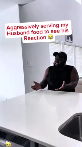 Aggressively serving my husband food to see his reaction 😂 #scarytiktoks #scareprank #scarecam #tiktok2024 #scared #for #foryour #funny #prank #fypシ゚viral #funnymemes #funnyvideos #funnytiktok #trend #hahaha 