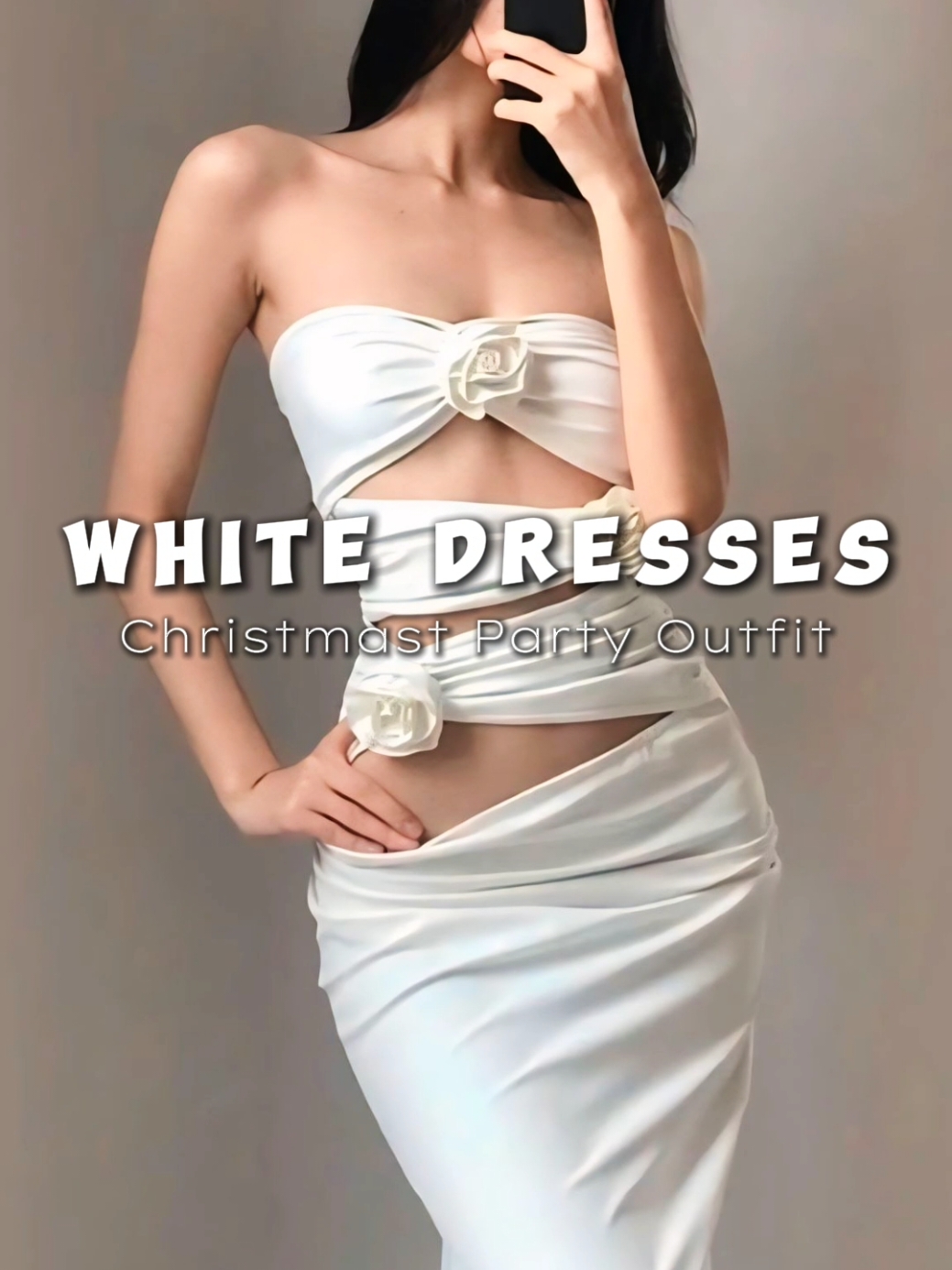 WHITE DRESSES christmas party outfit🤍 #dress #whitedress #fyp #fypage 