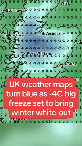 UK weather maps turn blue as -4C big freeze set to bring winter white-out #fyp #dailymirror #breakingnews 