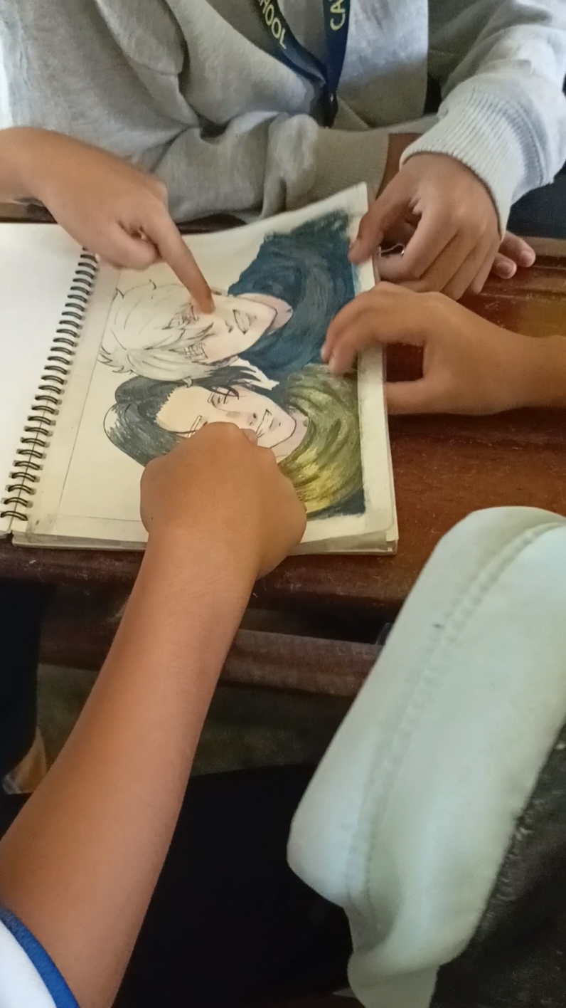 :to be appreciated by a non artist  I was bored at class since  there's no teacher that would discuss so I decided to draw and let them tour my sketch book, tbh I didn't expect there reaction I really appreciate it, they're so adorable  #art #sketchbook #classmates 