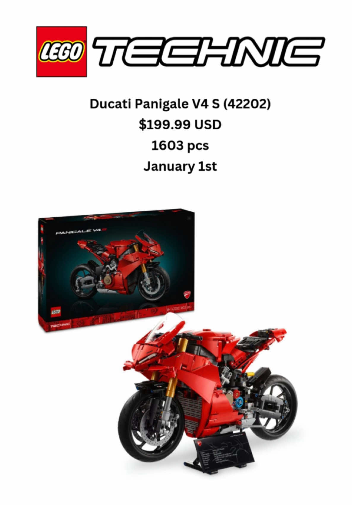 LEGO Technic 42202 Ducati Panigale V4 S motorcycle is revealed for 2025. This is another Panigale in bigger scale after following the 42107 Ducati Panigale V4 R. If you are a motorcycle fan and lego collector, you don’t want to miss this. What do you think of it? What other brand do you want to see joining the technic lineup? Follow and like @2brick2handle  #lego #legonews #legotechnic #legomotorcycle #ducati #panigale #legocollector #afol #legotiktok 