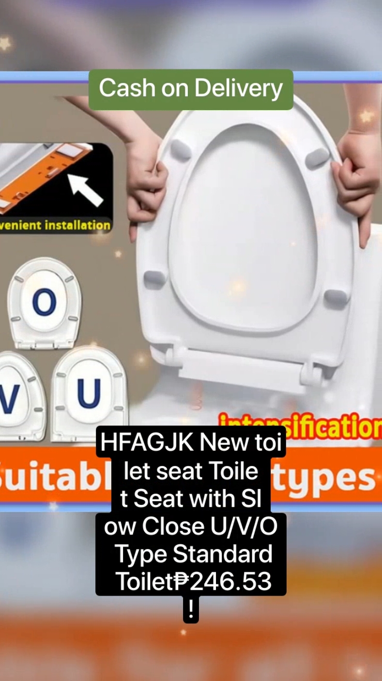 HFAGJK New toilet seat Toilet Seat with Slow Close U/V/O Type Standard Toilet Seat,Quiet Toilet Lid Durable Price dropped to just ₱246.53! #toiletseat  #toilets 