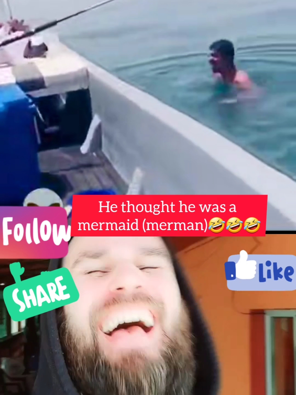 Top speed He thought he was a  mermaid (merman)🤣🤣🤣#stefancomedie #funny #foryou #fyp 