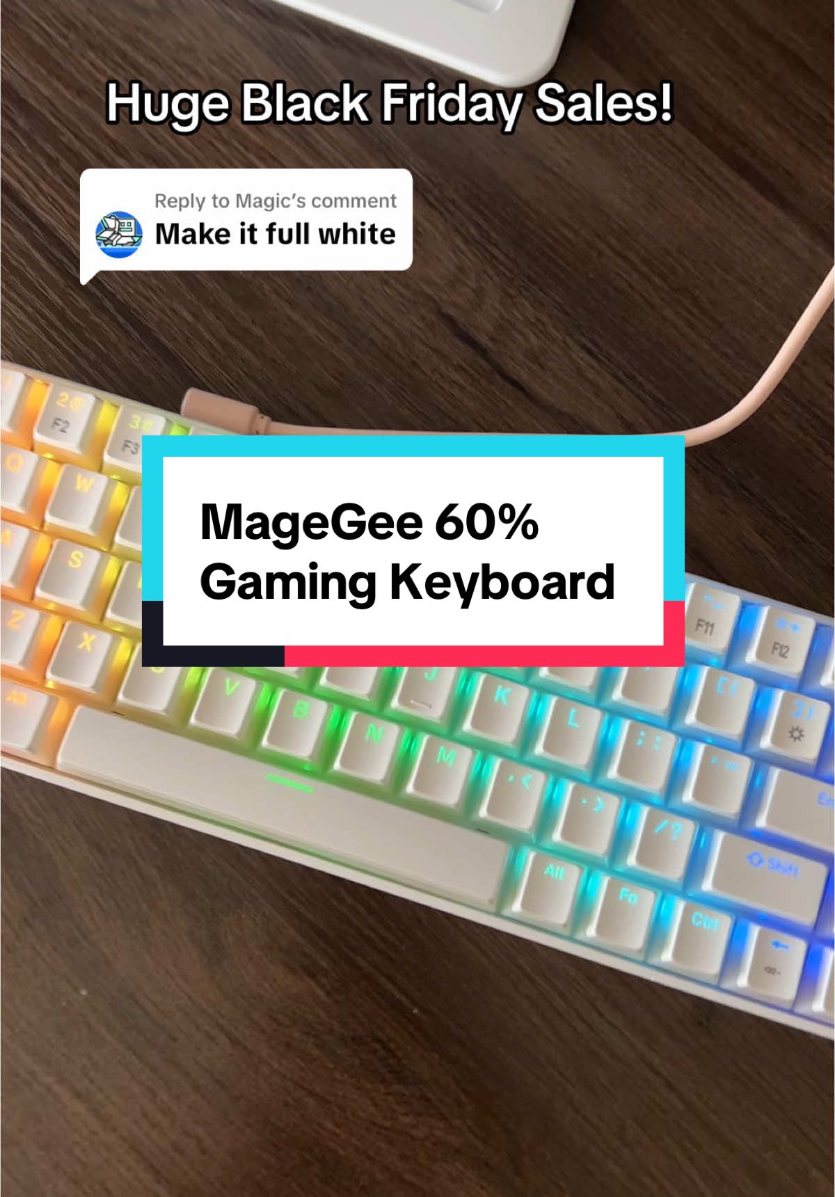 Replying to @Magic This one can be solid white or you can customize the backlighting! And there’s other colors for the keyboard to choose from as well. 👌🏼 #keyboard #keyboards #gamingkeyboard #keyboardasmr #gamingkeyboards #pcgaming #pcgamingsetup #giftguide #tiktokshopholidayhaul 