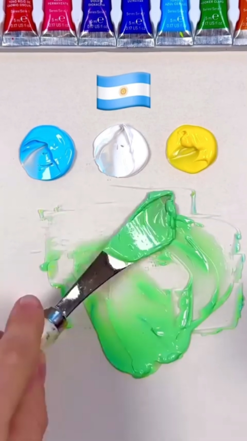 country flag color mixing | Comment below country name,  #paintmixing #satisfying  #oddlysatisfying #paint #primarycolours #asmart 