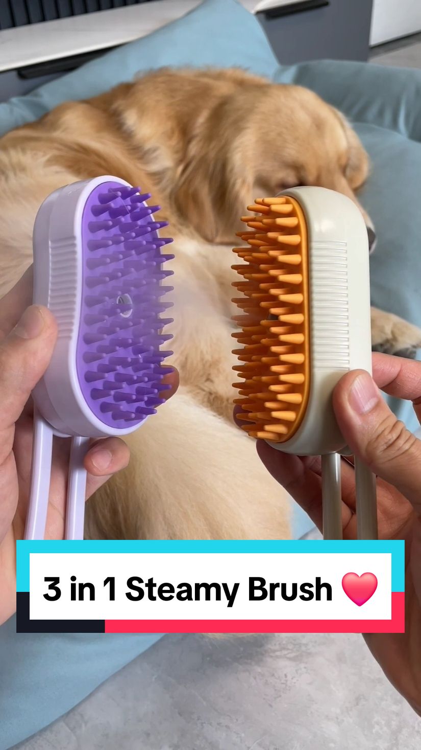 3 in 1 Steamy Pet Brush ❤️  #dogcomb #dogs #dogsoftiktoks #dogproducts 