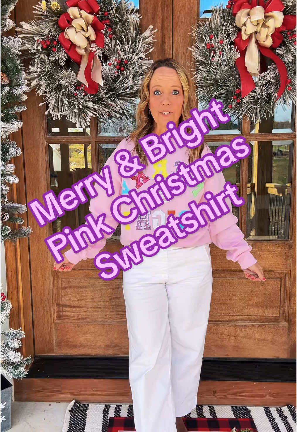 Merry and Bright Christmas Sweatshirt. This is the cutest!  #sweatshirt #christmassweatshirt #merryandbright #cozysweatshirt #pinkchristmas #womensfashion #genx #genxtiktokers #fyp #tiktokshop #tiktokshopcybermonday #tiktokshopblackfriday 