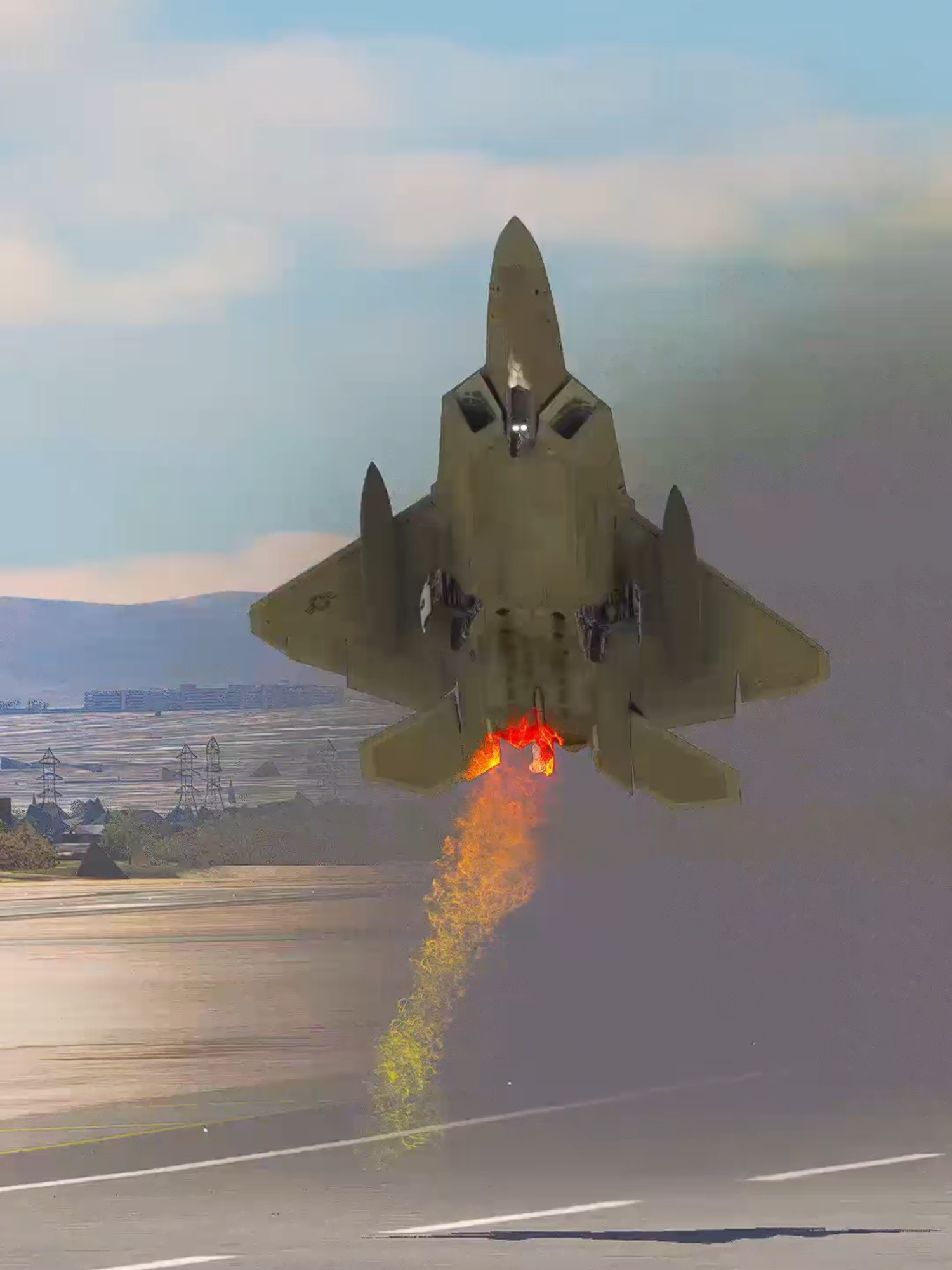 Incredible US Jet Fighter F-22 gets Engine Fire on take off #aviation #f22 #usa #emergency