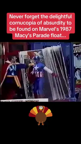 Never forget the delightful cornucopia of absurdity to be found on Marvel’s 1987 Macy’s Parade float...  #Marvel #Macys #Thanksgiving