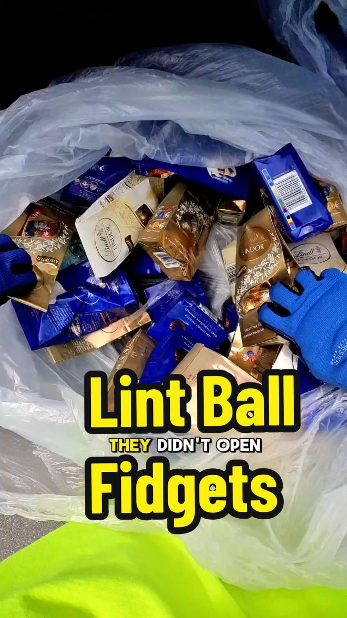 I found a mystery box full of POP IT fidgets and tons of Lint Balls in a dumpster. #dumpsterdiving #toys #chocolate #free 