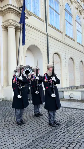 Lucky enough to witness the Changing of Guards in Prague Castle.  This happened around 11 am on a thursday morning, nothing that was part of our plan. Just so happened we were in the right place at the right time  #changingoftheguards #prague #praguetravel #praguetrip #praguepride #praguecastle 