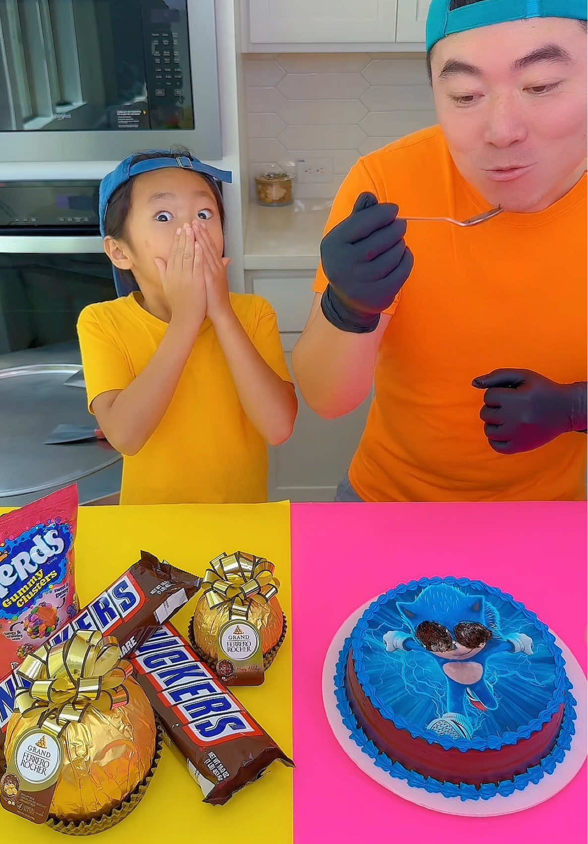 Sonic cake vs ketchup ice cream challenge!🍨 #sonic #funny by Ethan Funny Family 