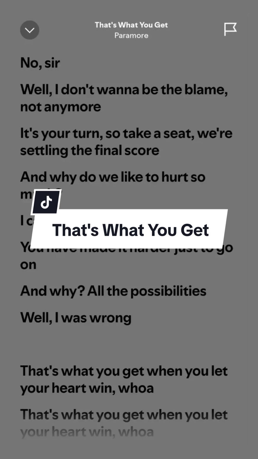 That's What You Get lyrics by Paramore #spotify #lyrics #thatswhatyouget #fullsong #songlyrics #paramore #music_lyrics1594 #fyp 