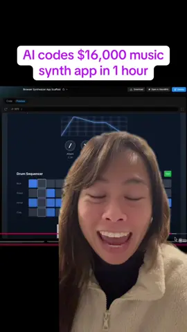 AI builds in-browser music synthesizer app in 1 hour using Bolt.new and I didnt touch a line of code! Learn how to use AI to help you build apps by following my latest Youtube series “AI Builds Apps in 1 Hour”. (Link in bio) Try out the synth app here: https://deft-lokum-df8eb2.netlify.app/ - can AI code a web app for me even if I have zero coding background? - best AI tool to build an app or product? - can AI code an interactive web app from scratch?  #ai #code #techtok #aicoding #boltnew #sabrinaramonov #aitool #synthesizer 