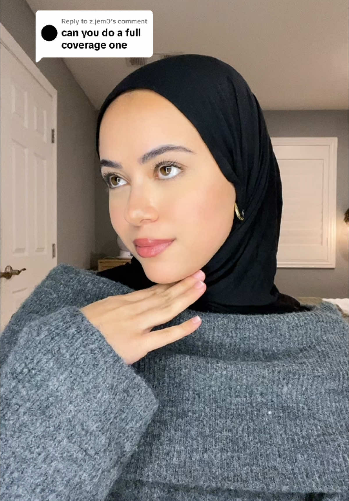 Replying to @z.jem0 full coverage hijab style with off-shoulder sweater! #hijab #hijabitiktok #fyp 
