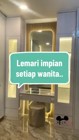 Dapatkan lemari impianmu sekarang! ✨ Lemari minimalis dengan meja rias dan rak tas ini adalah solusi sempurna untuk kamar tidurmu. #lemariminimalis #mejarias #rakta #multifungsi #mickitafurniture #mickitainterior #lemariimpian 