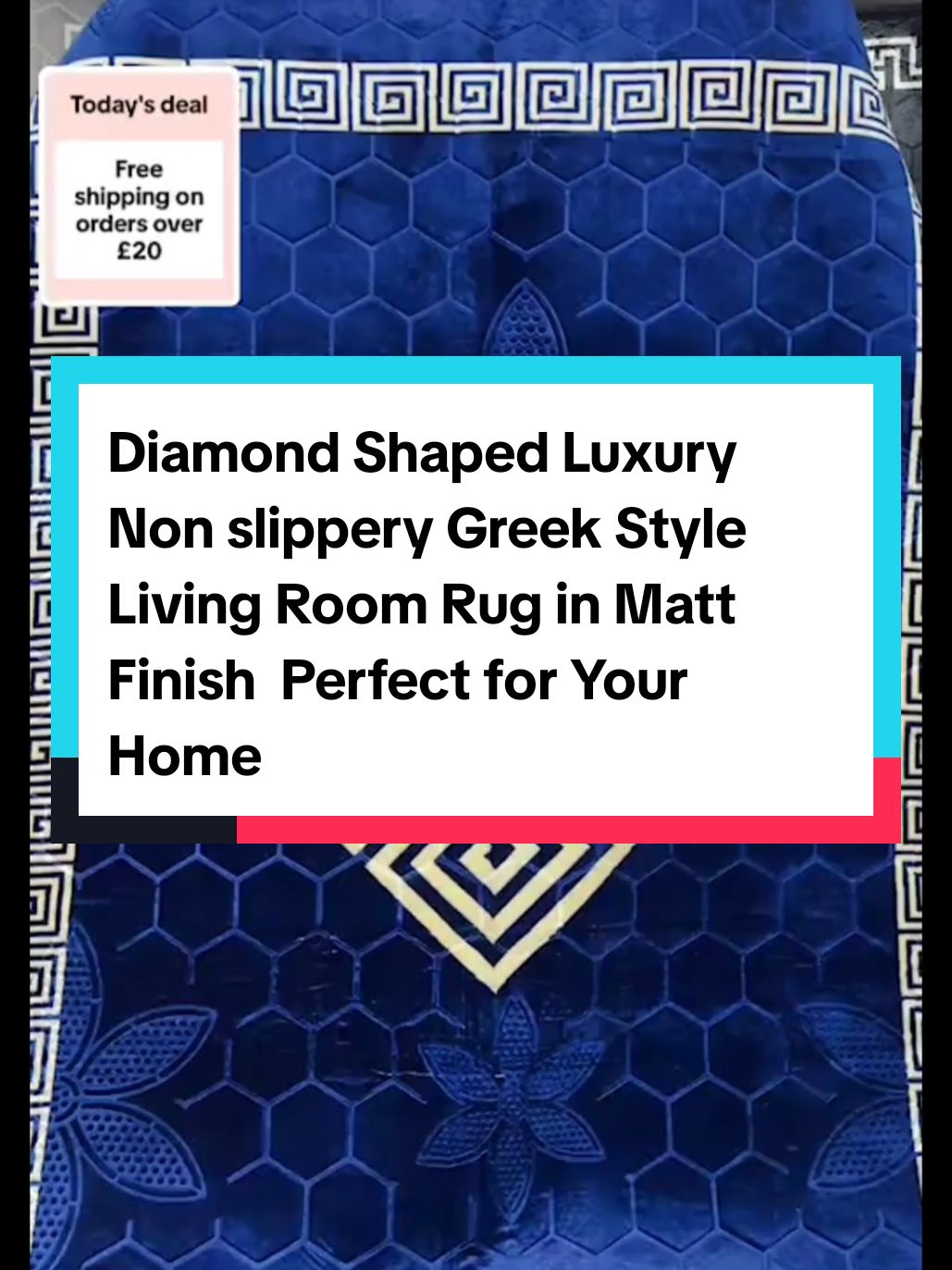 Diamond Shaped Luxury Non slippery Greek Style Living Room Rug in Matt Finish - Perfect for Your Home Decor  #luxury #nonslippery #non #slippery #slip #greek #style #livingroom #living #room #rug #matt #finish #homedecor #machine #washable #tiktokmademebuyit #tiktokshop 