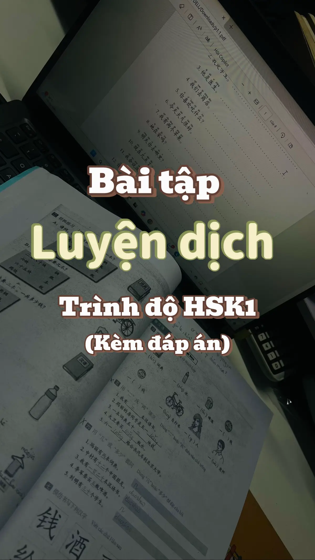 Bài tập luyện dịch tiếng Trung trình độ HSK1 có đáp án #studywithme #chinese #hsk #hsk1 #dich 