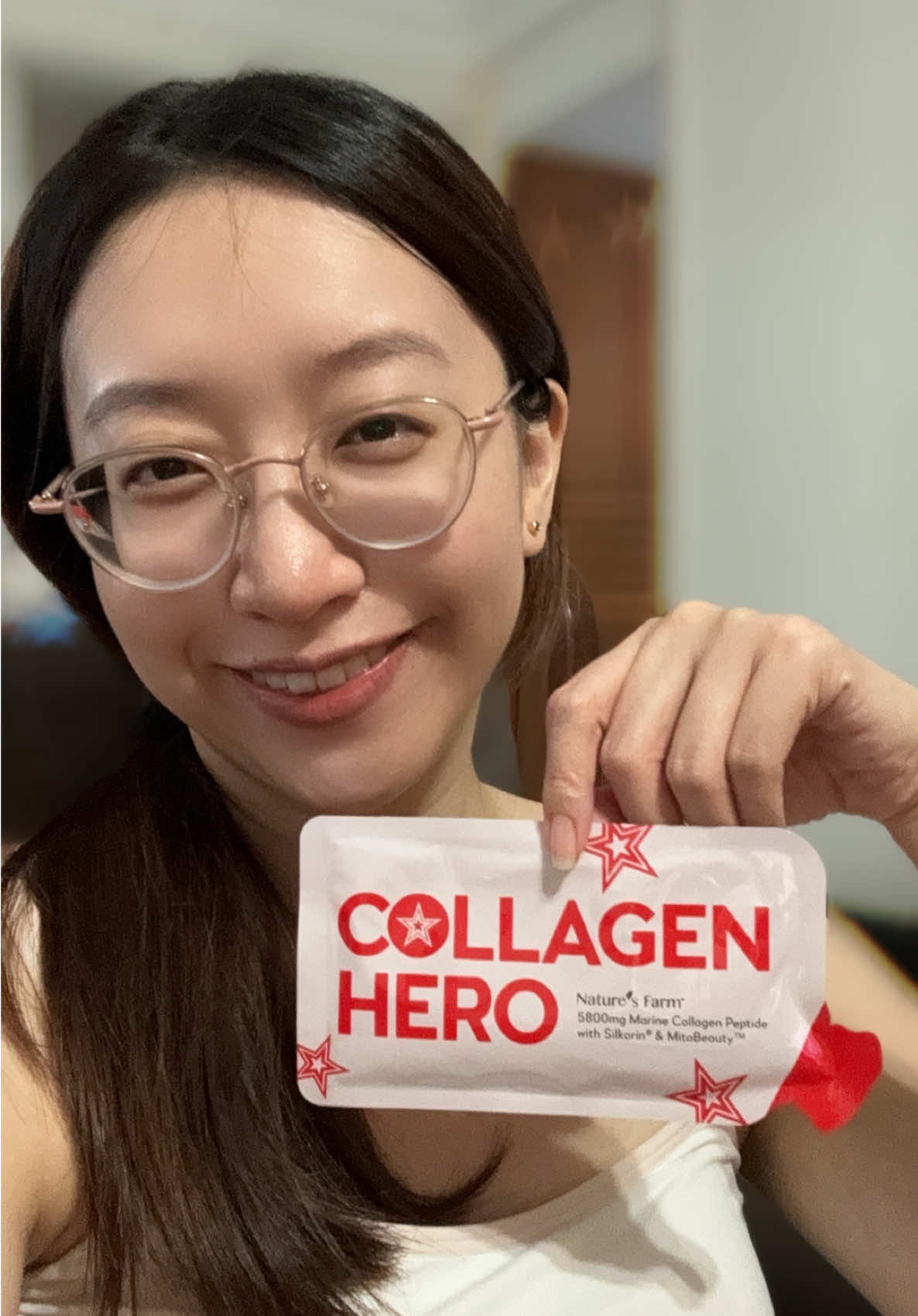 The Hero Has Landed! I’m really impressed with Nature’s Farm Collagen Hero. The ready-to-drink sachets are super convenient, and the pineapple flavour is refreshing with no fishy taste. I’ve noticed my skin is more hydrated, smoother, and firmer, with a more even tone and fading dark spots. It’s also helping to reduce fine lines and boosting skin radiance. My nails are stronger, and my hair looks healthier, too. It’s easy to use and delivers noticeable results. Highly recommend for improving skin texture and overall skin health! Special Launch price $88 with additional FREE 5 sachets and FREE toiletries pouch From 1st to 30th Nov at all Nature's Farm retail stores, OG, BHG, Tangs and major online platforms.(Retail price $109) Suggested dosage: Take 1 sachet daily, preferably before breakfast or bedtime @Nature’s Farm  #naturesfarm #collagenhero #collagen #collagendrink #sgtiktok #sgtiktokshop #sginfluencer #sgdeals #sgfoodie 