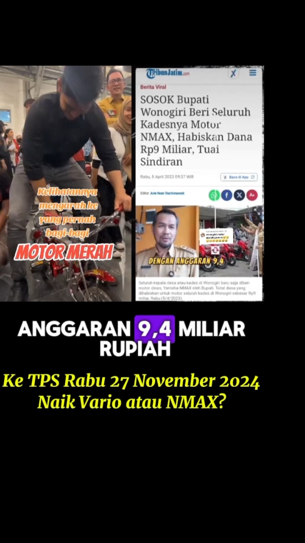 Ke TPS Naik Vario/NMAX?#kaesang #kaesangpangarep #vario #nmax #merah #motorcycle #sepedamotor #sepeda #banteng #fypageシ #fypシ゚viral 